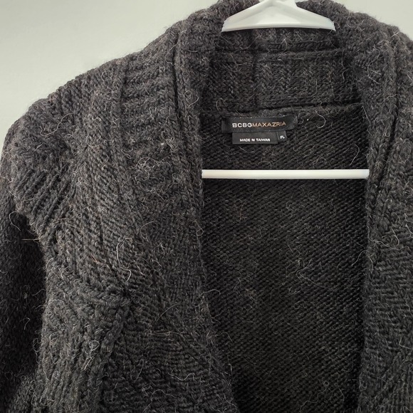 Y2K Bcbg Maxazria‎ Womens Cardigan Size Petite Large Dark Gray Alpaca Eyelet - Picture 3 of 6